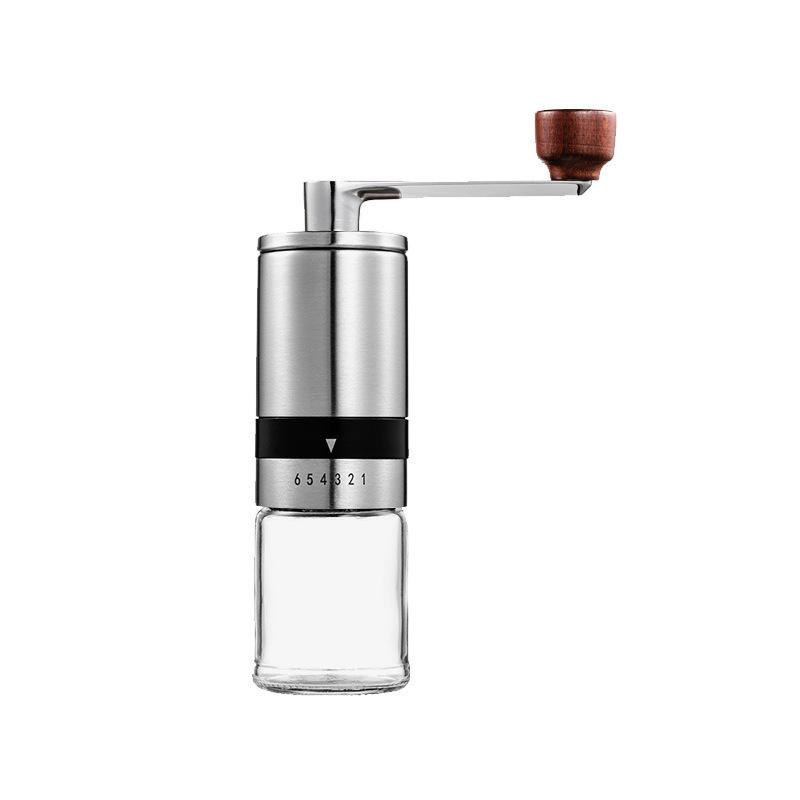 

Ручная кофемолка 6 регулируемых степеней помола, керамические жернова, ручная, портативная для эспрессо/кемпинга/дома и путешествий серебряный