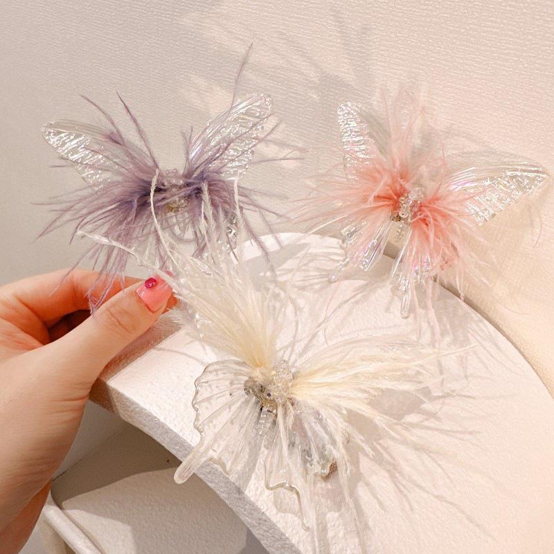 2023 Children's 3D Butterfly & Mermaid Princess Hair Clips - Feather Hairpins & Baby Headwear Accessories