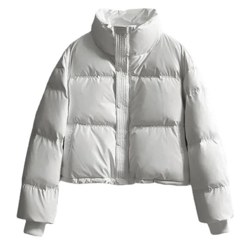 Leave-in pu leather down cotton clothes women's short winter thickened stand-up collar bread clothes small Ken Doufeng jacket