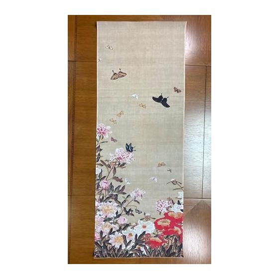 Ito Jakuchu Peony and Butterfly Pattern Tenugui Towel - Japanese Traditional Art Print, 85cm X 35cm, 100% Cotton, Made In Japan