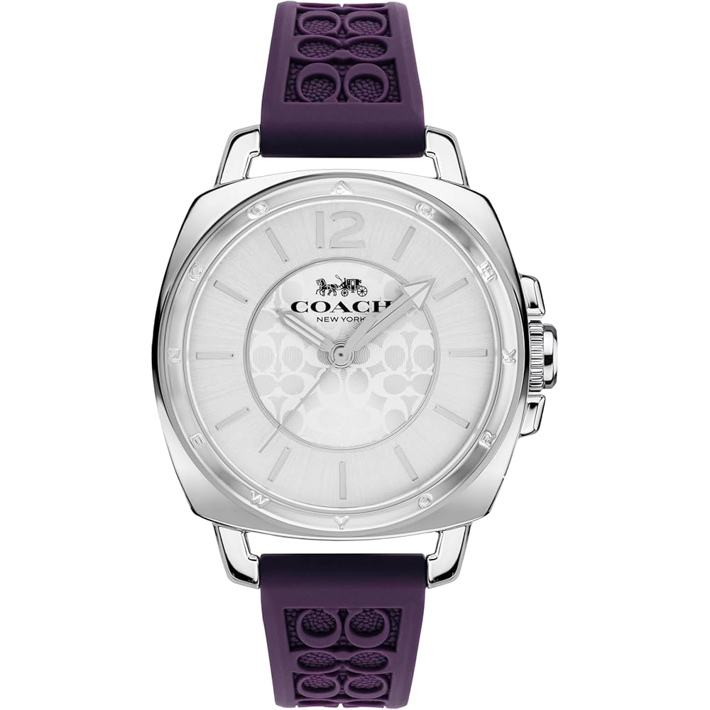 Coach Boyfriend Small Women s Watch Silver Dial Silicone Strap 14503144