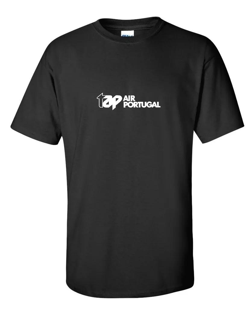 TAP Air Portugal Vintage White Logo Portuguese Airline Black Cotton T-Shirt M
