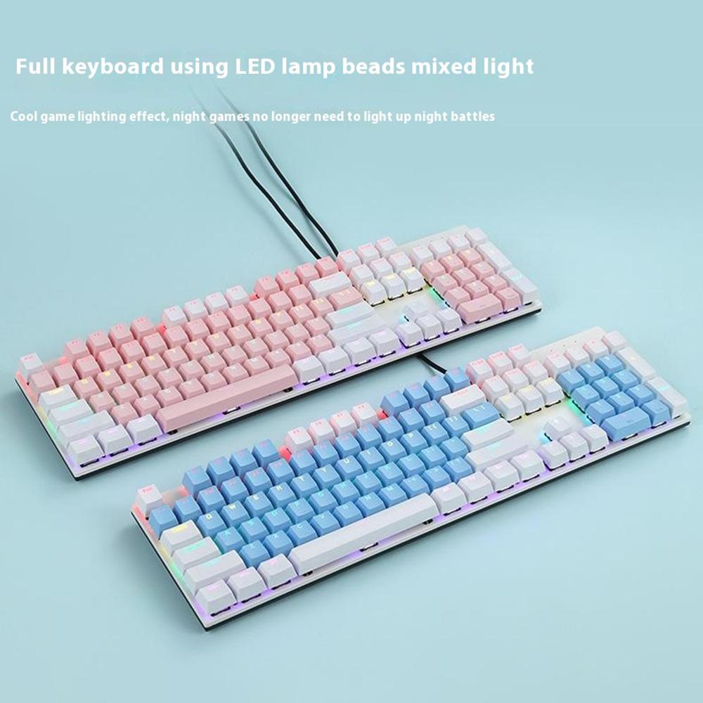 Y-FRUITFUL K135 104-Key RGB Mechanical Keyboard Gaming Office Waterproof Keyboard Blue Switches