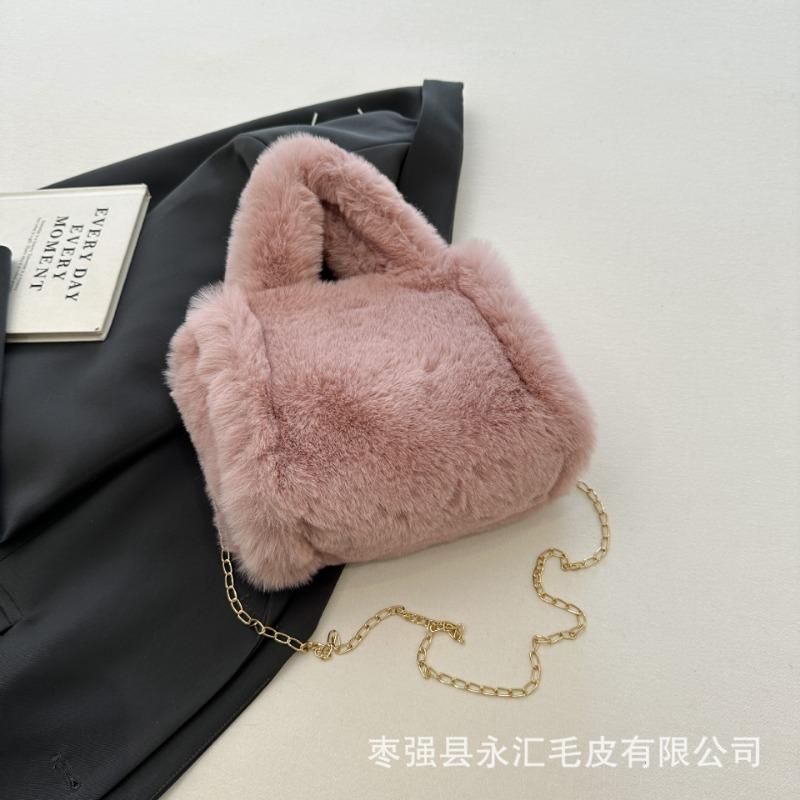 Autumn and Winter Plush Bag Imitation Rex Rabbit Hair Mini Tote Bag Fashionable Versatile Chain Diagonal Span Women's Bag Mao Mao Bag