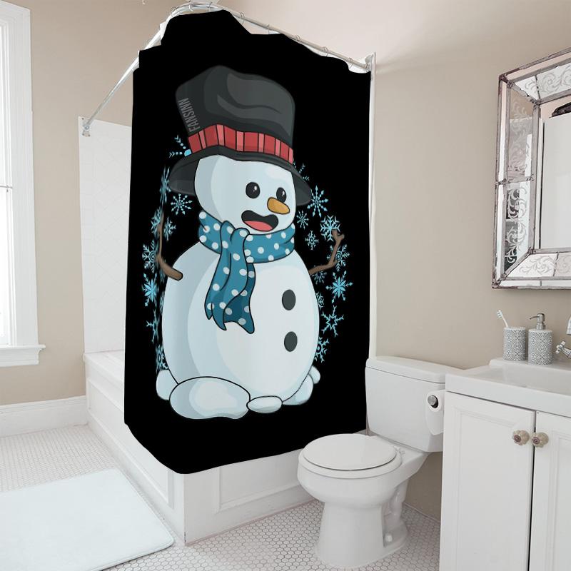 Tuniu Adorable Snowman Christmas Bathroom Shower Curtain Waterproof Festive Holiday Decor