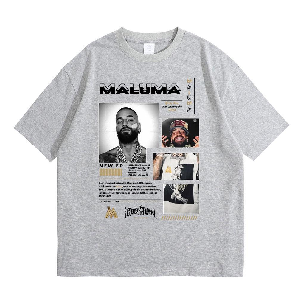 Zpěvák Maluma Obal hudebního alba Trička Pánská Dámská Ležérní Bavlněné Tričko Pánská Móda Nadrozměrná Trička Hip Hop Rap Streetwear