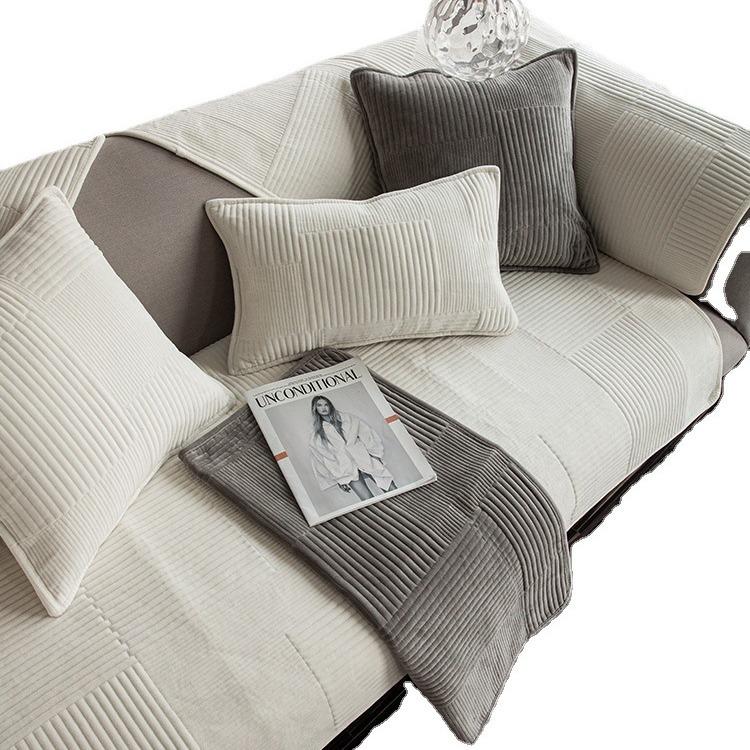 Modern Simple Milk White Fashion Sofa Cushion Thickened Non-Slip Sofa Cover Autumn And Winter Four Seasons Three-Person Sofa Cushion
