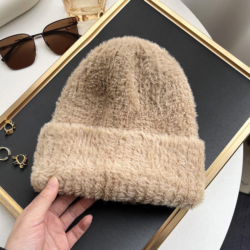 

Шапка вязаная детская зимняя новая теплая свободная с большим обхватом головы и защитой ушей из шерсти с большим лицом, показывающим лицо, и маленьким кроличьим пухом Average size (54-58cm)