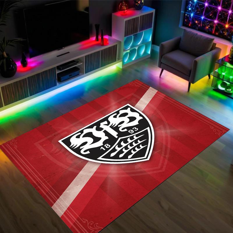 Tappeto in Velluto di Cristallo Design VfB Stuttgart Accogliente Non?Tappeto Stampato Antiscivolo per Camera da Letto Soggiorno Ingresso