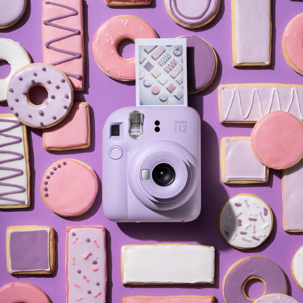 instax mini 12 lilac camera, purple.