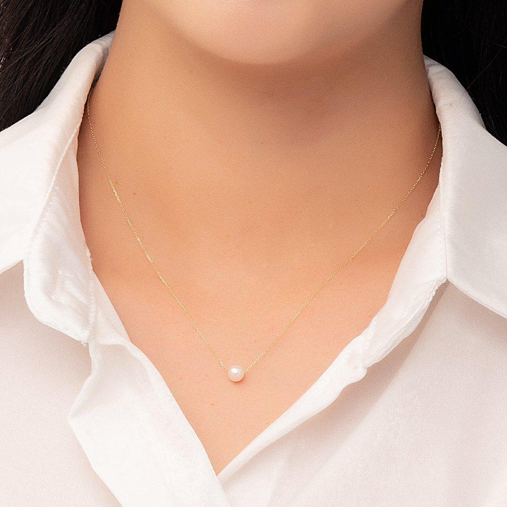 [Helenejw] 14K Simple Pearl Ball Gold Necklace