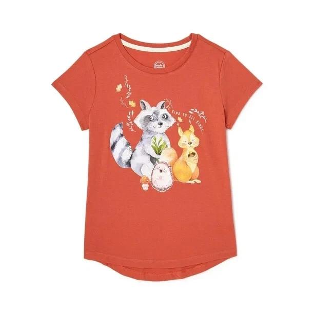 Wonder Nation Youth Girls Raccoon Squirrel Be Kind To All Kinds Shirt NWT Large L