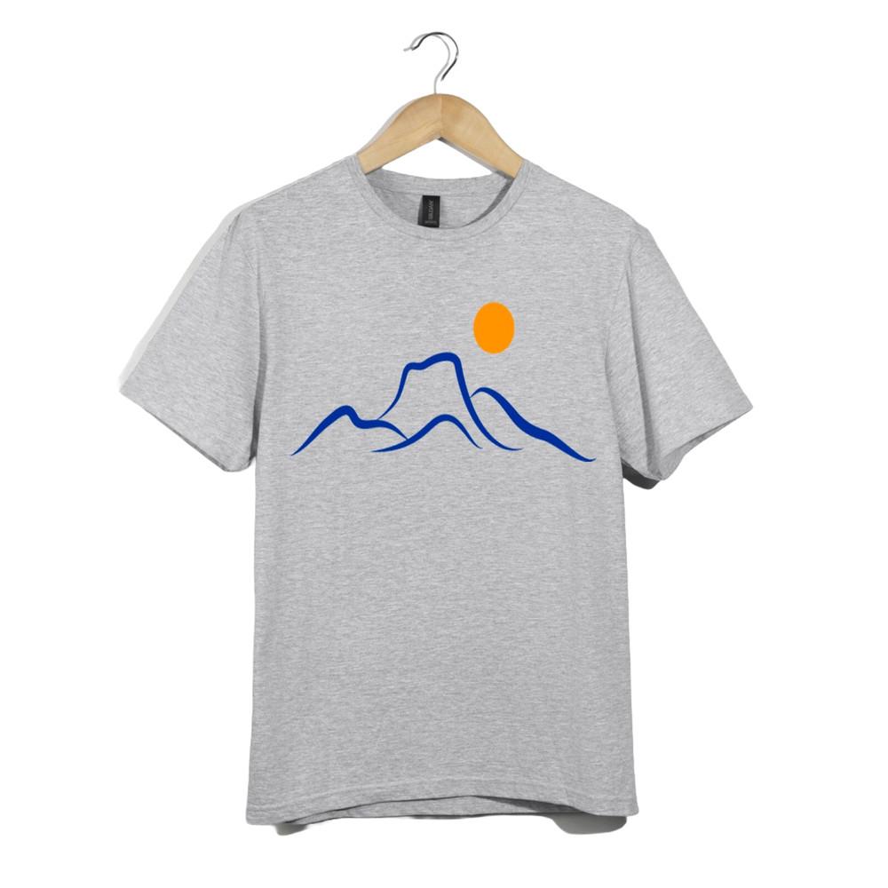 

Mountain Range T-Shirt Unisex – Sunrise Nature Line Art Tee, Outdoor Hiking Tee 4XL
