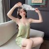 New sexy pajamas women Ice Ribbon chest pad summer suspenders shorts pure desire style silk loungewear can be worn outside