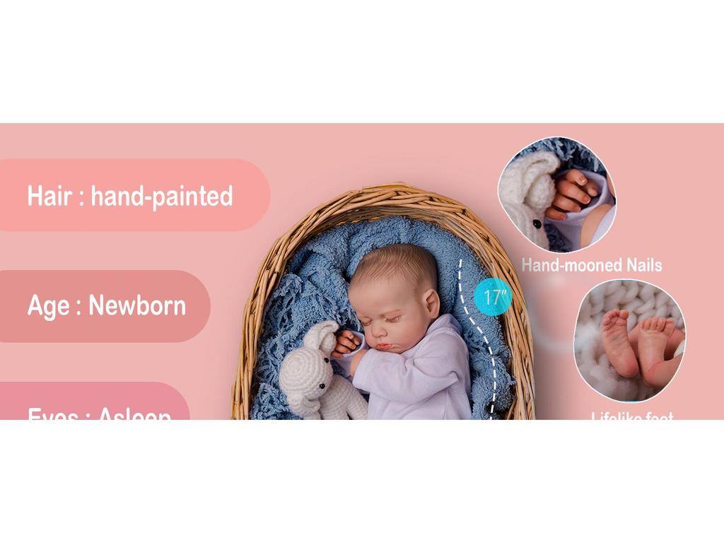 20-inch Handcrafted Reborn Baby Doll, Washable with Changeable Clothes, Soft Silicone