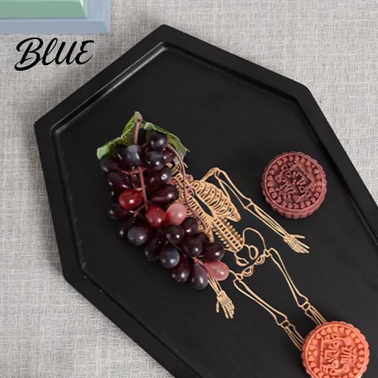 Organizzatore da bancone da bagno impermeabile Vassoio da portata gotico di Halloween con scheletro inciso Tagliere in legno per salumi Cofanetto Forma unica Dessert