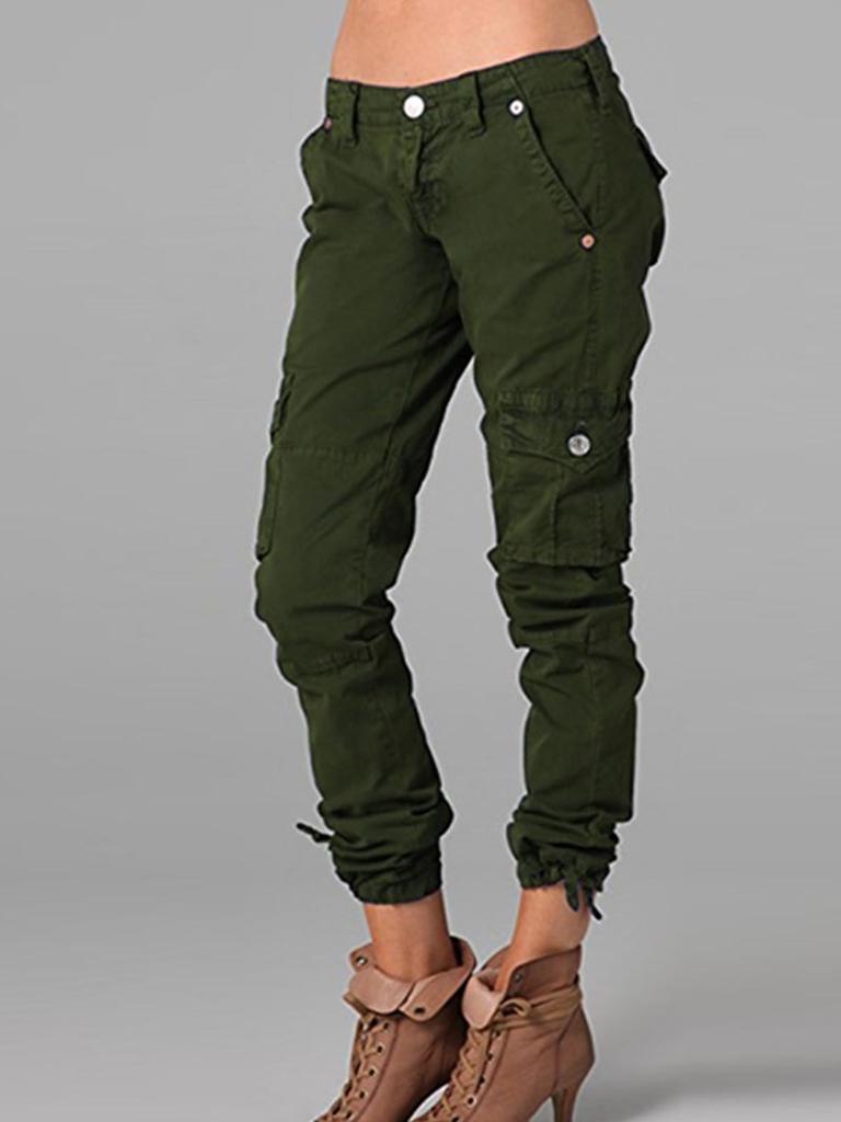 Spring New Workwear Pants Women Casual Pants with Patchwork and Zipper Long Pants