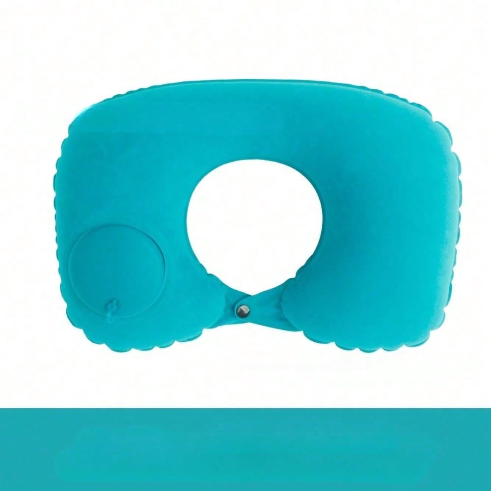 Press-inflatable U-shaped Pillow, Neck Support Pillow, Travel Essential, Neck Foldable, Portable Flocked-blow Travel Pillow, U-shaped Pillow
