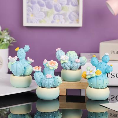 Dreamy Cactus Simulation Potted Plant Resin Handicraft Gift, Fresh and Clean Home Decoration, Car Decoration