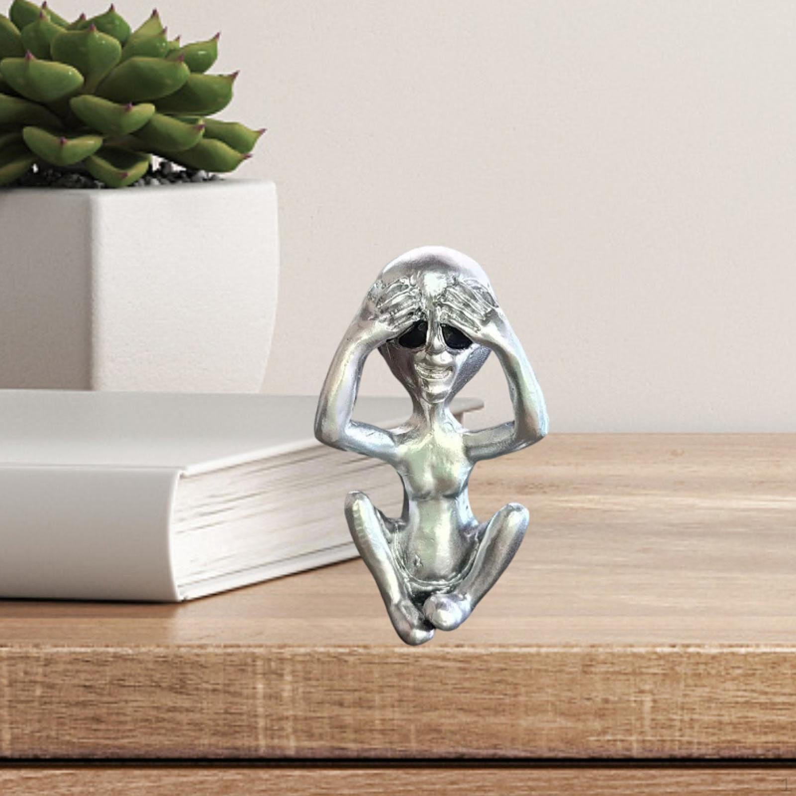 

Alien Figurine Tabletop Decor Small Sculpture for Living Room Centerpiece No Seeing
