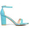 Allegra K Women's Ankle Strap Sandals with Shiny Chunky Heels, Summer Shoes, Blue, Size 25.0cm
