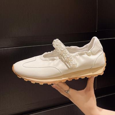 Fashion 2025 Spring and Summer Mary Jane Sneaker Pearl Non-slip Casual Shoes Breathable Flat Heel Ballet Flats Women's Casual Sneaker