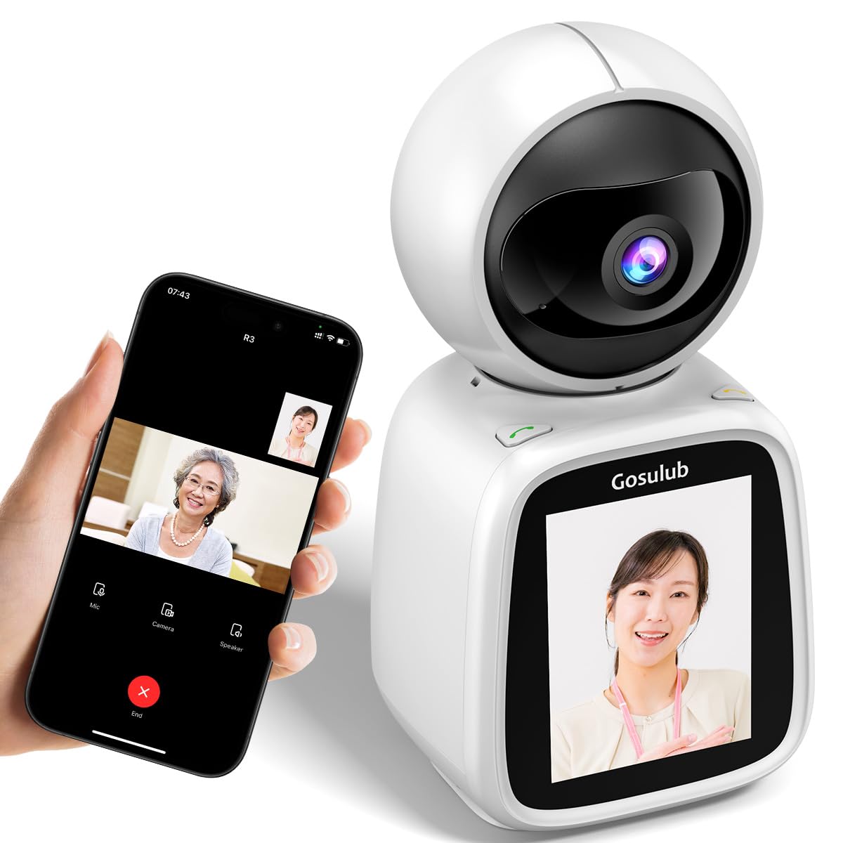 

video Monitoring camera for the elderly Indoor camera Recording Baby and pet monitoring Compatible with smartphones audio Easy to connect Motion