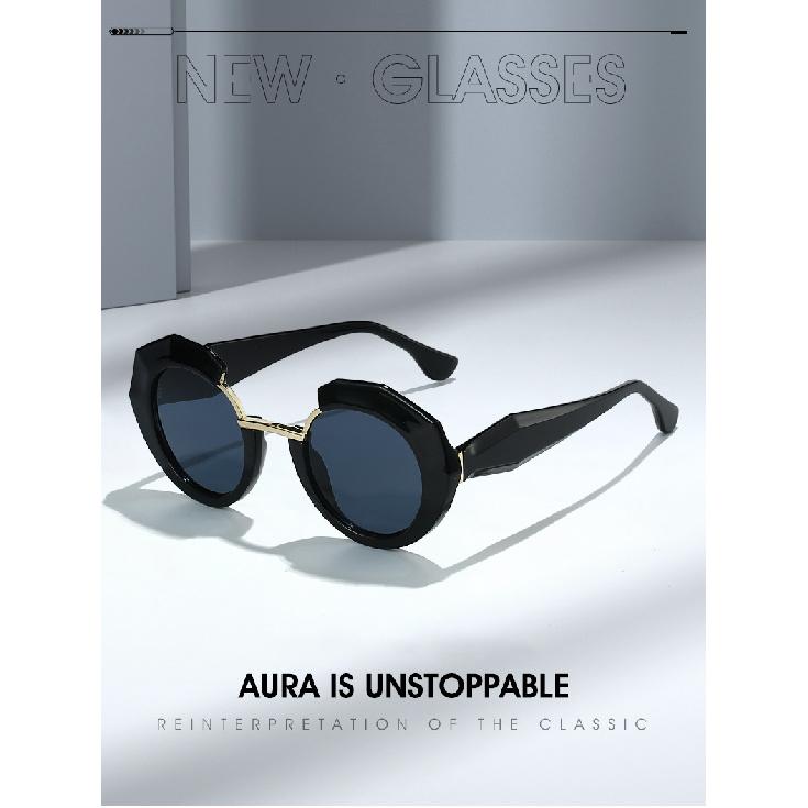 Large-frame Round Sunglasses, UV-protective Sunglasses, Men's and Women's Color-block Sunglasses