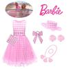 Princess Pink Sleeveless Dress Set With Bag Hat Bracelet Necklace Earrings And Hair Accessories