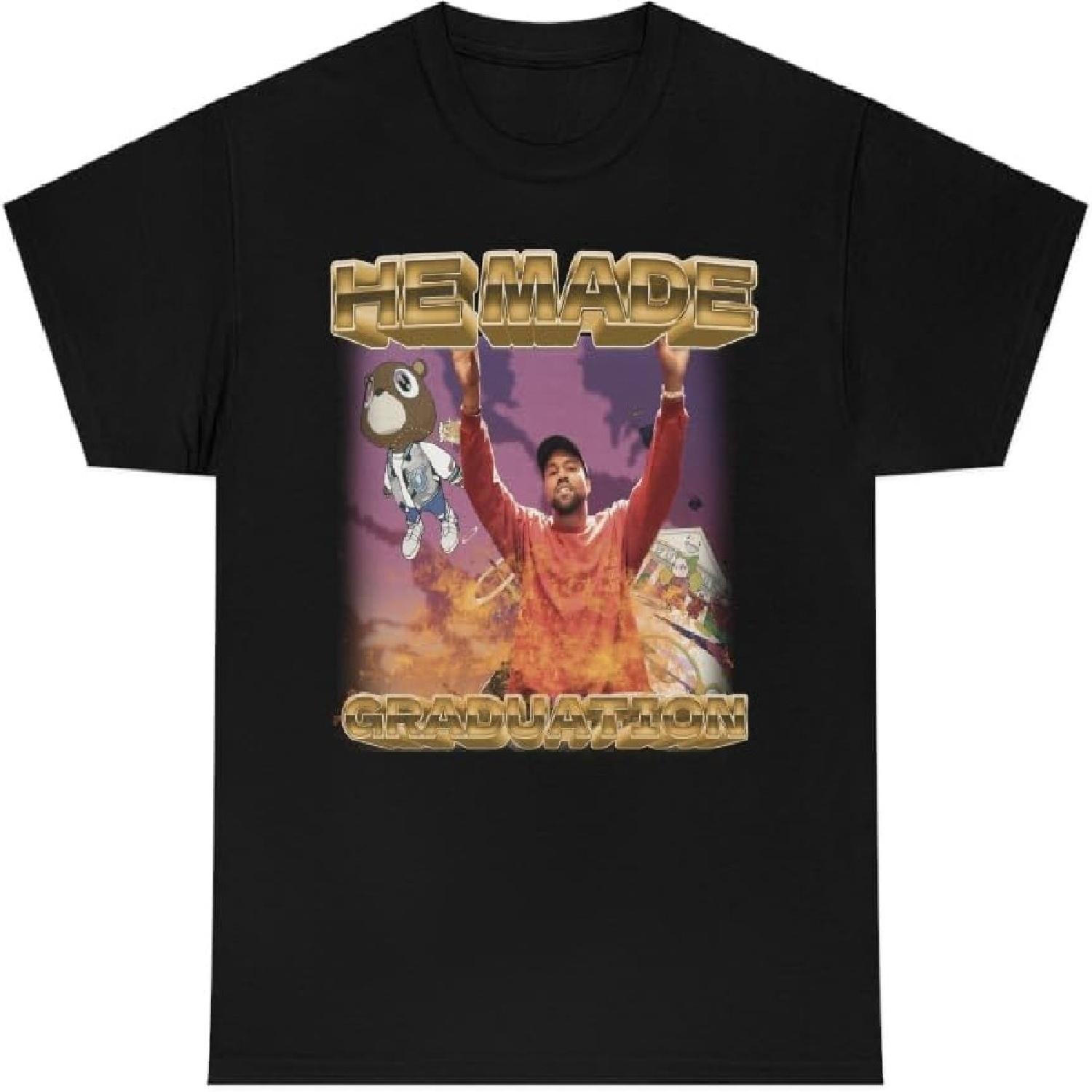 

Mens He Made Graduation T Shirt Funny Controversial Kanye Ye West Album Tee (Black, M) XXXXXL чорний