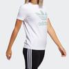 adidas Originals Trefoil Hellgrün Großes Logo Print Vintage Amerikanisches Kurzarm-T-Shirt Damen Oberteile Weiß FJ9452