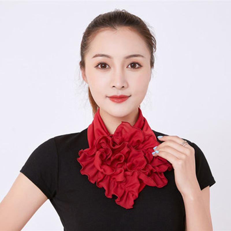 Korean Floral Chiffon Neck Guard False Collar Hedging Scarf Summer Women Ice Silk Protect Cervical Elastic Bib Headneck P51