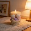 Romantic Twin Bears Holding Heart 3D Silicone Mold Small Bear With Flower Basket DIY Candle Soap Mold