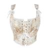 Sexy Bustier Korsett-topp for kvinner Eyelet Snøring Blomstertrykk Push Up Crop Topper Vintage Tank Top Party Clubwear Bodice
