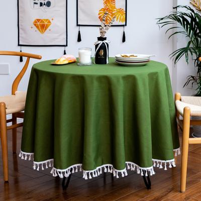 French Solid Color Round Tablecloth, Lace Round Cotton And Linen Dust Table Flag, Western Tablecloth