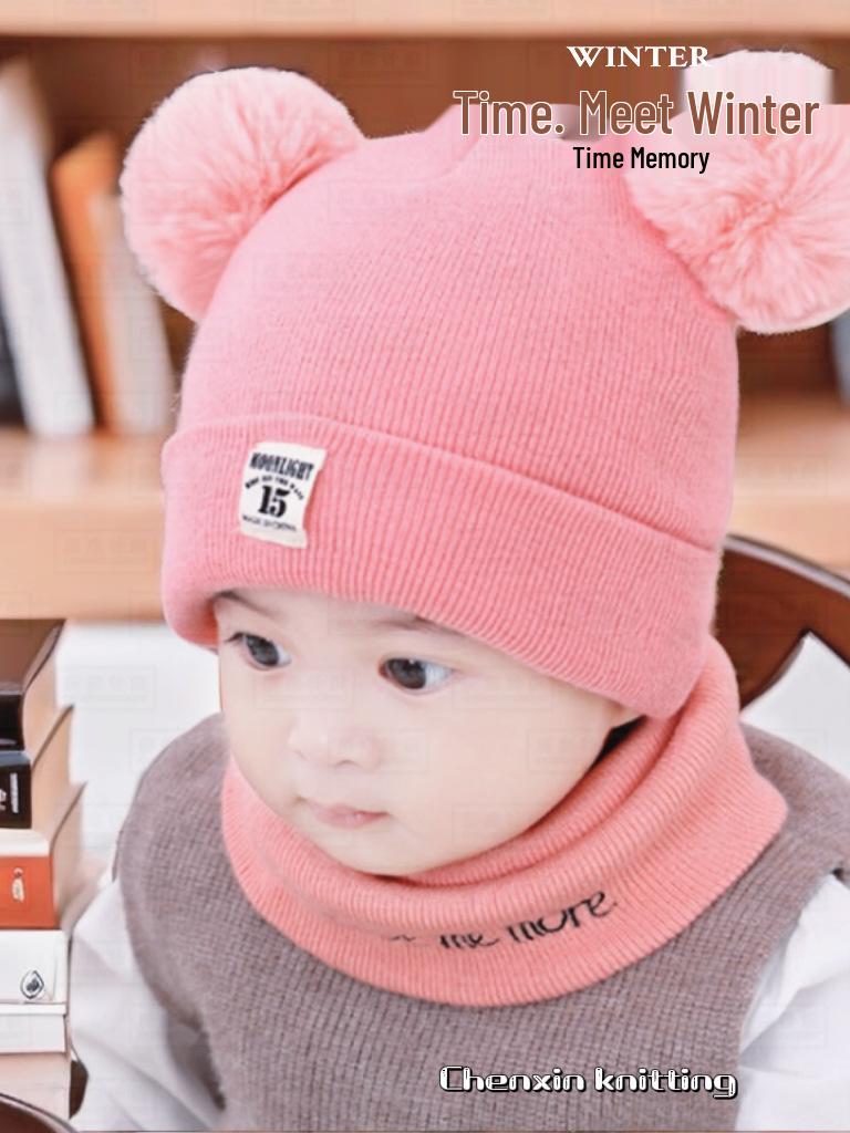 Knitted Pompon Hat for Children, Baby Warm Ear Protection Hat, Customizable Styles