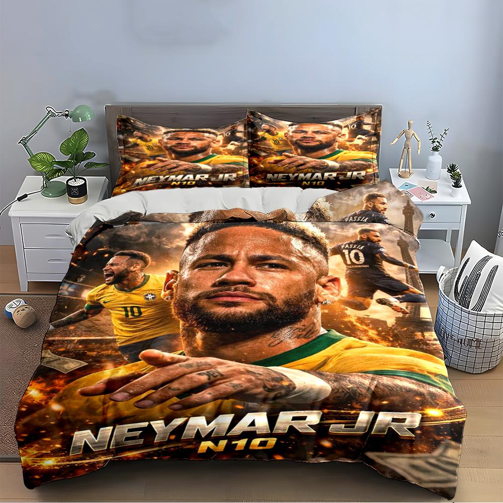 Neymar JR N10 Set Biancheria da Letto Calcio Set Biancheria da Letto (1 copripiumino, 2 federe, piumino non incluso)
