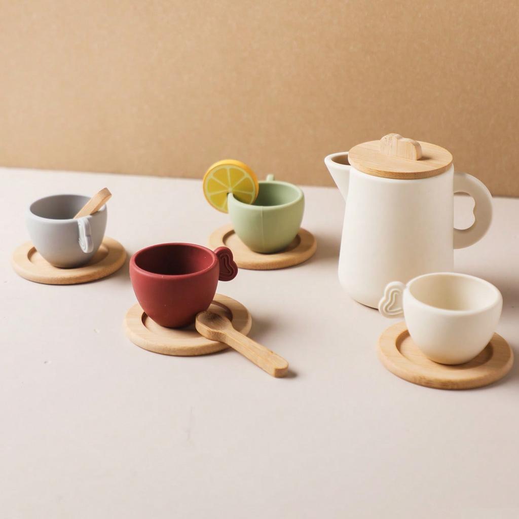 Children's Tea Sets And Kitchen Accessories, Plastic Pretend Role-Playing Kitchen Toys, Tea Cups, Game Plates, Tableware Sets,Coffee Cake Pretend Toys