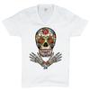 Calavera Arms Crossed V-Neck T-shirt Dia De Los Muertos Day of the Dead Tee