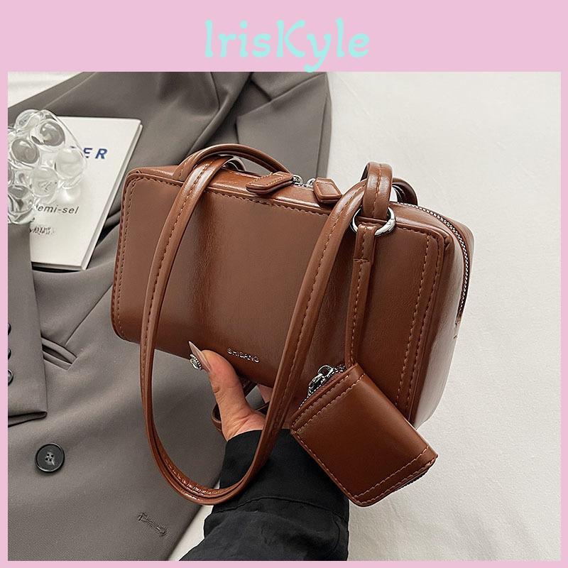 2 Pcsset Pu Small Leather Underarm Bags For Women 2025 Y2k New Fashion Simple Shoulder Bag Handbags Crossbody Bag