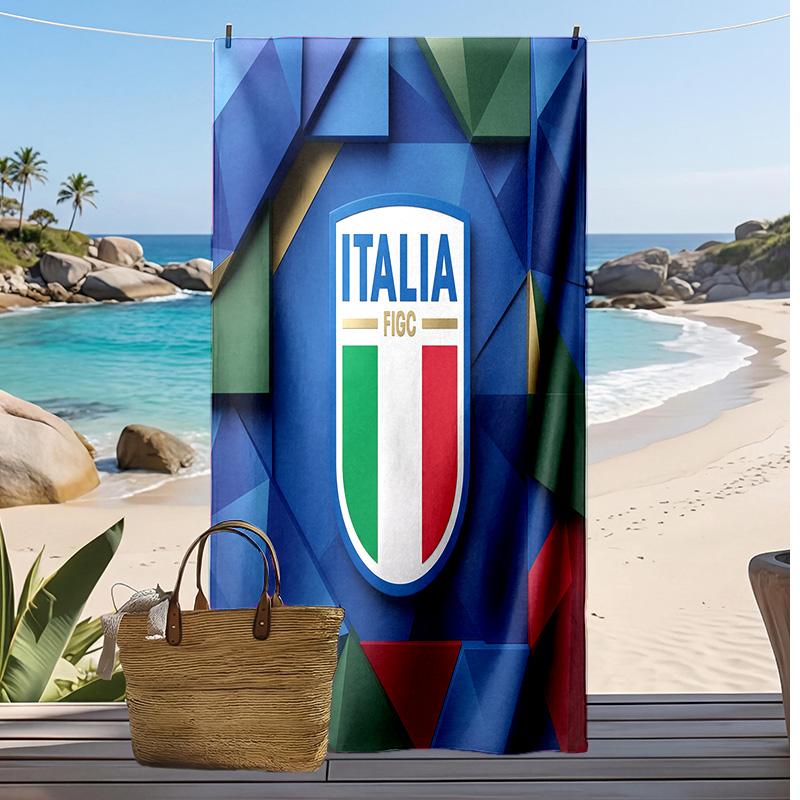 Asciugamano da Spiaggia Stampa Calcio Italia Asciugatura Rapida Super Assorbente Morbido Asciugamano da Bagno per Nuoto Spiaggia Viaggio Souvenir Regalo per Fan
