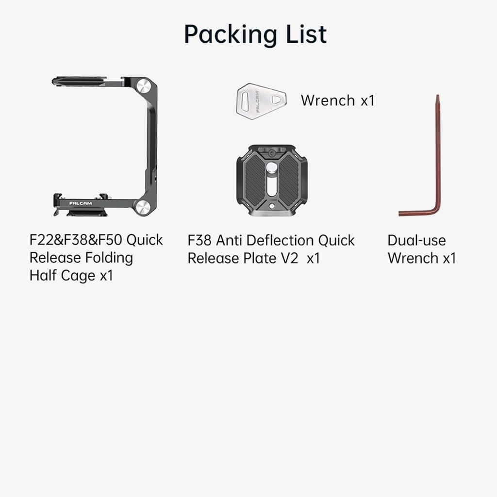 FALCAM F22 F38 F50 Quick Release Folding Half Cage Kit for Sony Canon Nikon Fujifilm Series, R5/R6/R7/R10, Z5/Z50/Z6/Z60/Z7, XT/XH Series.