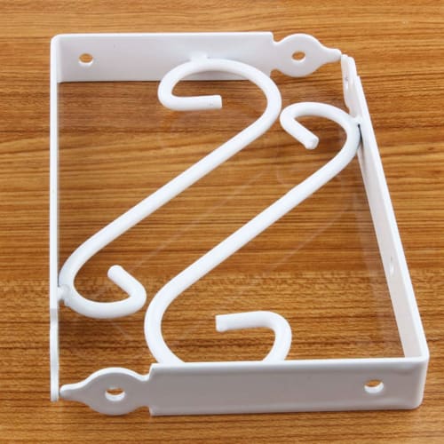 KKlewu Antique Iron L-Shaped Brackets, Shelf Brackets, Set of 4, Screws Included, 150mm, White
