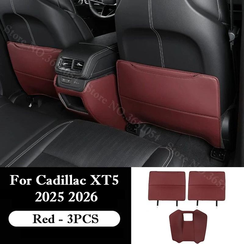 For Cadillac XT5 2025 2026 Leather Car Seat Back Kick Protector Rear Armrest Anti Kick Protect Anti-dirty Pad Auto Accessories