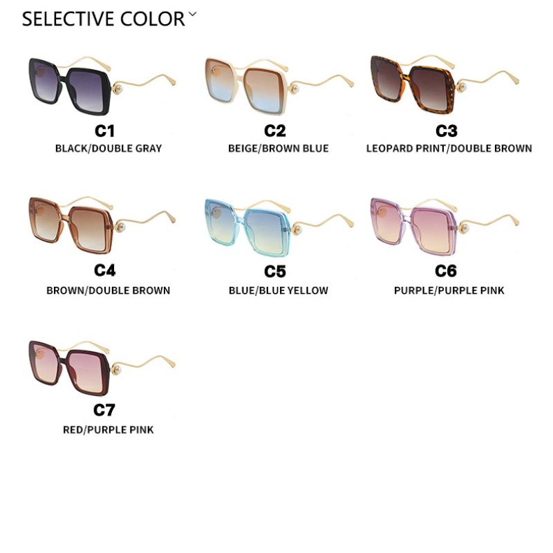 Women's Sunglasses, Fashionable Square Large-frame Sunglasses, Pearl-decorated Sunglasses.