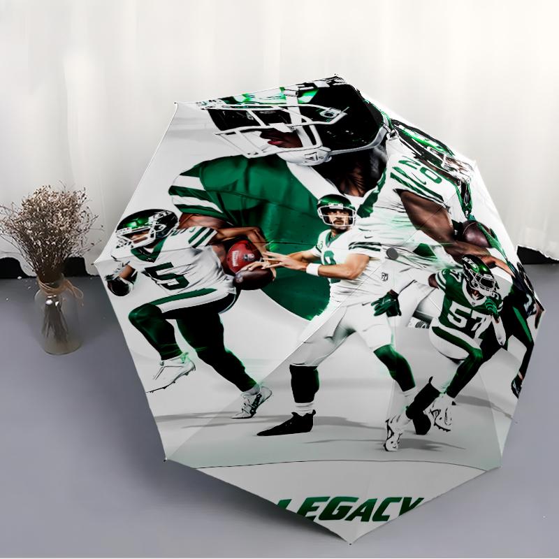Printed New York Jets logo Folding Umbrella,Outdoor,Leisure,And Travel Umbrella,Durable Umbrella Fabric,Birthday And Holiday Gift