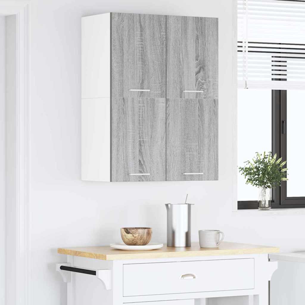 Wall Cabinet Grey Sonoma and White 60 x 31 x 40 cm Engineered Wood