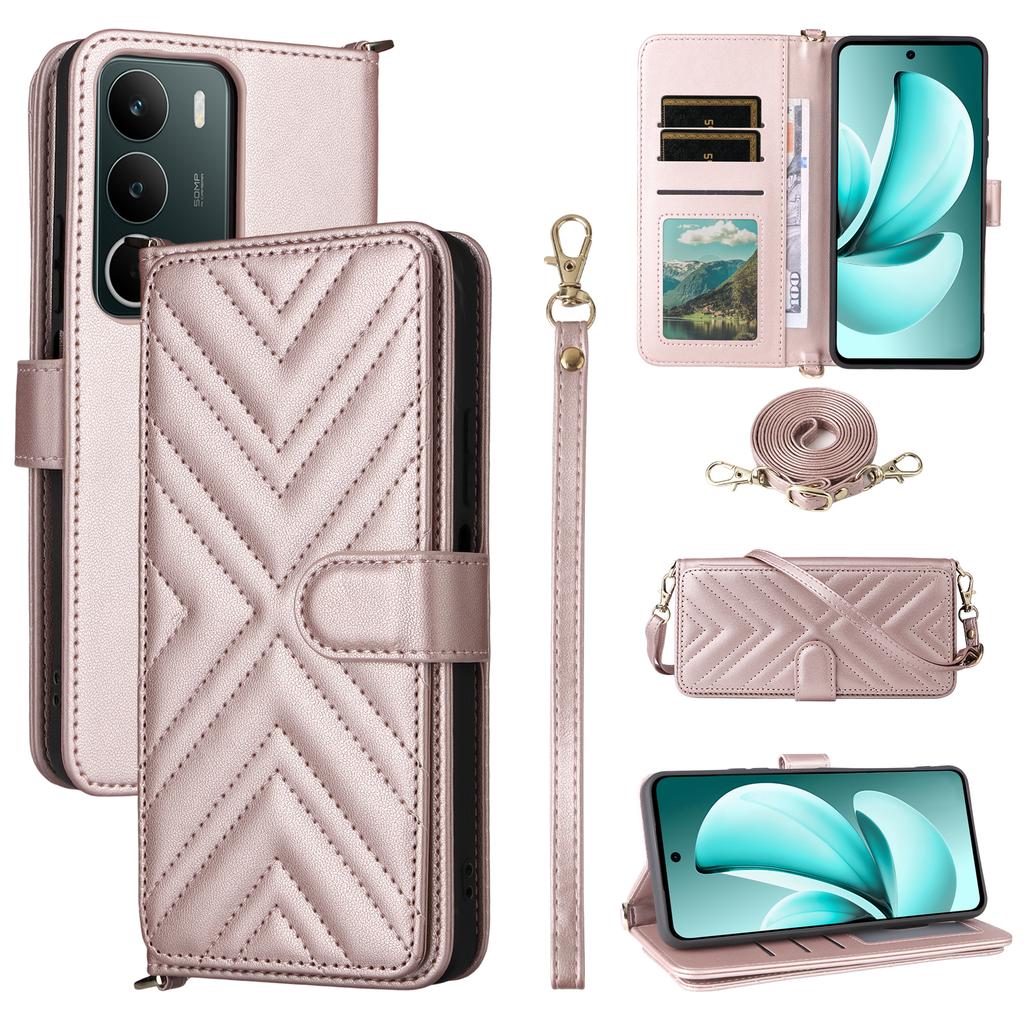 For Realme C71 4G Case with Shoulder/Wrist Strap Leather Phone Cover Stand Wallet