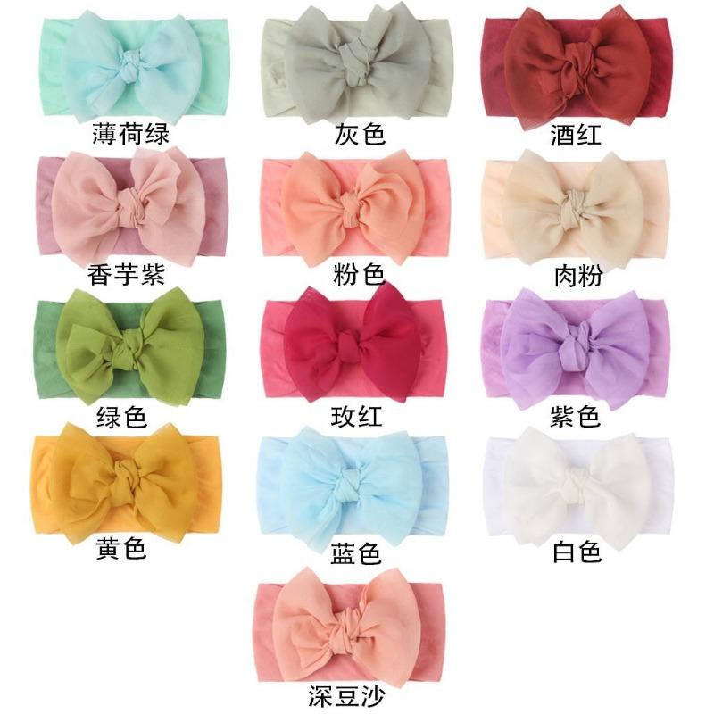 New baby nylon headband, baby cute bow wide-sided double-knotted headscarf, children's headband.