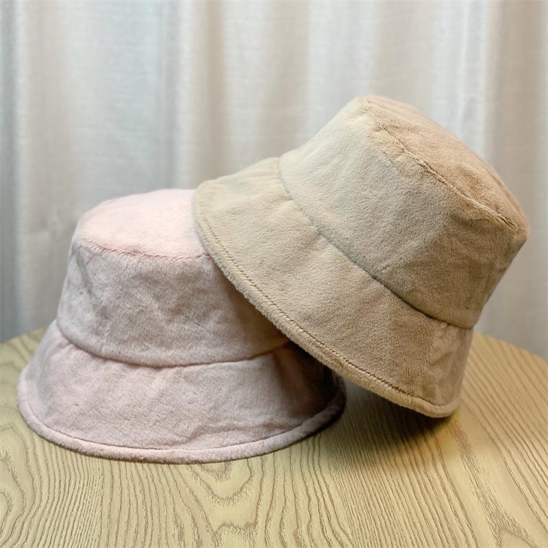 Plush Hat Women's Autumn and Winter Bucket Hat Thermal Basin Hat Top Hat Bucket Hat